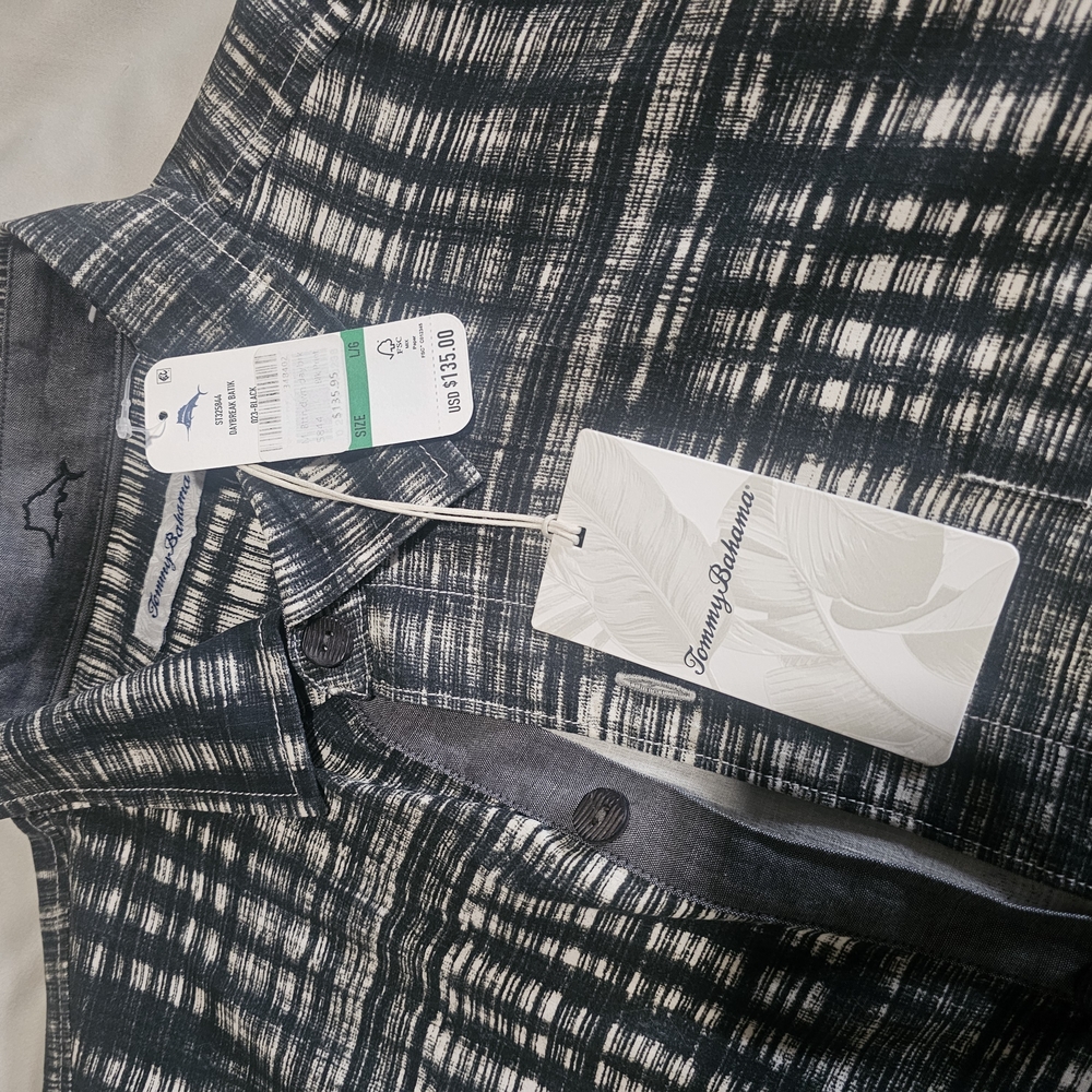 Tommy Bahama Navy and White Textured Shirt